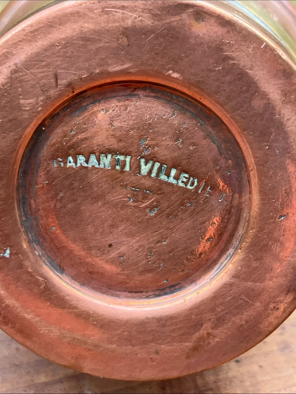 Vintage Signed Garanti Villedieu Copper & Brass Miniature Pitcher